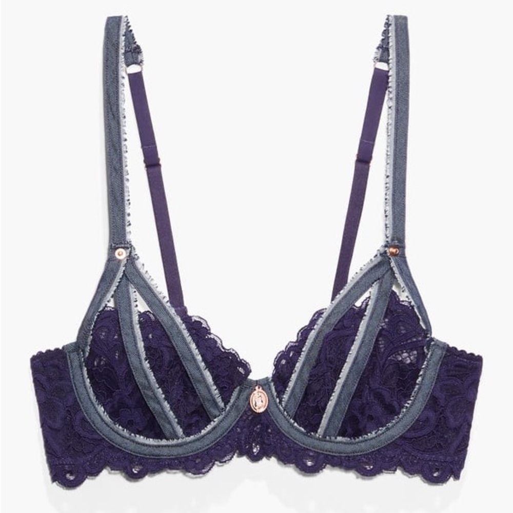 NEW! Savage X FENTY Sexy Distressed Denim Detail Vintage-feel Lined Bra